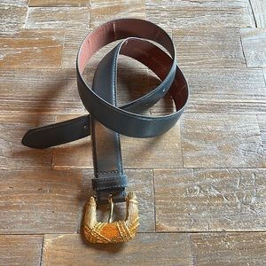 Vintage Crown Pacific Gold Braid Buckle Leather Belt🖤